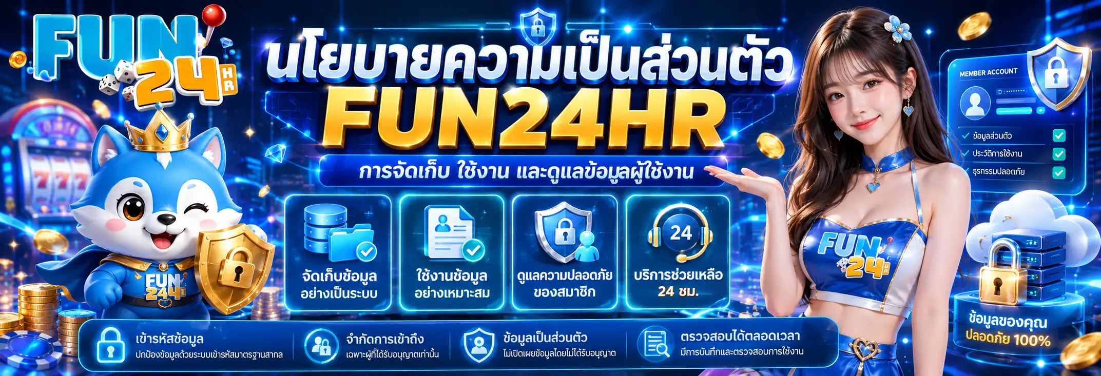 นโยบายความเป็นส่วนตัว FUN24HR การจัดเก็บ ใช้งาน และดูแลข้อมูลผู้ใช้งาน
